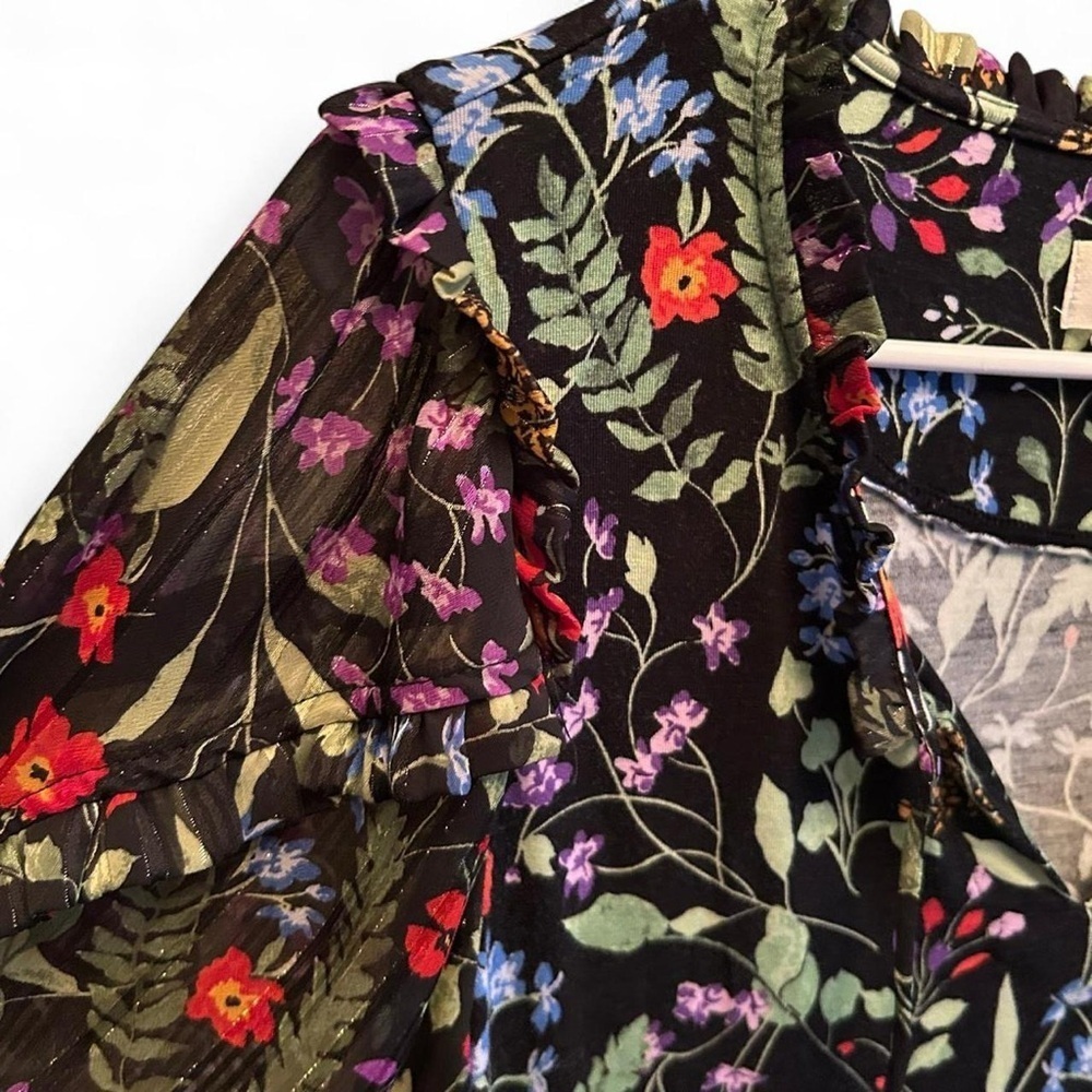 Anthropologie Maeve Jacquin Floral Ruffle Peasant Blouse | Size M | Boho Chic - Picture 7 of 7